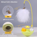 Interactive Cat Tumbler Toy, Catnip, Feather Teaser with Bell, Track Balls, Kitten Toy for Indoor Cats Exercise