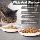Cat Food Bowls, Friendly Ceramic Cat Bowls with Nonslip Silicone Bottom, Pack of  Plates for Feeding Indoor Cats, Kittens