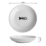 Cat Food Bowls, Friendly Ceramic Cat Bowls with Nonslip Silicone Bottom, Pack of  Plates for Feeding Indoor Cats, Kittens