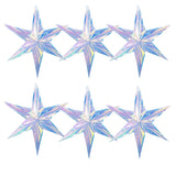 6 Pack Iridescent Ornament Star Hanging Decorations Hexagon Star Clear Foil Decorative Rainbow for Bridal Shower Wedding