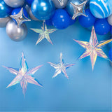 6 Pack Iridescent Ornament Star Hanging Decorations Hexagon Star Clear Foil Decorative Rainbow for Bridal Shower Wedding