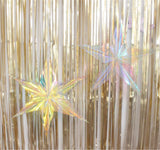 6 Pack Iridescent Ornament Star Hanging Decorations Hexagon Star Clear Foil Decorative Rainbow for Bridal Shower Wedding