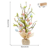 Pre-Lit Easter Egg Tree Tabletop Decor with Delicate Ornaments, for Home Party Wedding Holiday Spring Summer Decoration