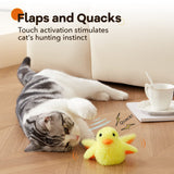 Toys Rechargeable Flapping Duck with SilverVine Catnip, Lifelike Quack Chirping, Touch Activated Kitten Kicker Plush Interactive