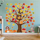 101 Pcs Fall Tree Cutouts Maple Leaves Tree Bulletin Board Decoration with Autumn Pumpkin Squirrel Cutouts Fall Seasonal Tree with 120 Pcs Glue Points for School Home Chalkboard Wall Decor