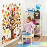 101 Pcs Fall Tree Cutouts Maple Leaves Tree Bulletin Board Decoration with Autumn Pumpkin Squirrel Cutouts Fall Seasonal Tree with 120 Pcs Glue Points for School Home Chalkboard Wall Decor