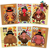 24 PCS Make a Turkey Stickers Thanksgiving Party Favors Supplies Stickers for Kids Turkey Games Crafts Stickers Autumn Fall Harvest Halloween Thanksgiving Decorations