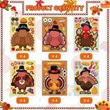 24 PCS Make a Turkey Stickers Thanksgiving Party Favors Supplies Stickers for Kids Turkey Games Crafts Stickers Autumn Fall Harvest Halloween Thanksgiving Decorations