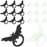 50Pcs Halloween Bat Rings Plastic Bat Ring Glow in The Dark Fake Rings Halloween Prank Prop for Kids Trick or Treat Decorations Black & White