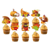 24Pcs Thanksgiving Cupcake Toppers, Thanksgiving Cake Decoration, Maple Turkey Pumpkin Cake Picks, Fall Cupcake Toppers, Thanksgiving Party Decorations