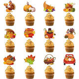 24Pcs Thanksgiving Cupcake Toppers, Thanksgiving Cake Decoration, Maple Turkey Pumpkin Cake Picks, Fall Cupcake Toppers, Thanksgiving Party Decorations