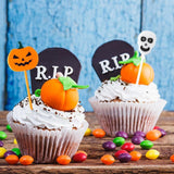 60PCS Halloween Picks Cupcake Toppers Plastic Halloween Toothpicks Halloween Cupcake Food Cocktail Appetizer Picks for Halloween Baby Shower Birthday Wedding Party Supply