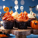 60PCS Halloween Picks Cupcake Toppers Plastic Halloween Toothpicks Halloween Cupcake Food Cocktail Appetizer Picks for Halloween Baby Shower Birthday Wedding Party Supply