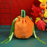 2 Pcs Velvet Halloween Pumpkin Candy Gift Bag Plush Trick or Treat Bag Small Drawstring Goodie Bag Halloween Party Favors Supplies