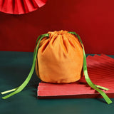 2 Pcs Velvet Halloween Pumpkin Candy Gift Bag Plush Trick or Treat Bag Small Drawstring Goodie Bag Halloween Party Favors Supplies