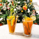 200 Pcs Christmas Toothpicks Cocktail Picks Assorted Handmade Santa Claus Snowflake Snowman Christmas Tree Elk Fruits Bamboo Toothpicks for Drink Fruit Dessert Food Appetizers Decoration