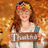 16 Pcs Fall Thanksgiving Party Decorations Photo Props Pumpkin Turkey Maple Leaves Hats Sunglasses Photography Decor,Kids Boys Girls Autumn Birthday Baby Shower Supplies