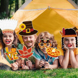 25 Pcs Thanksgiving Day Photo Booth Props Funny Turkey Selfie Photobooth Props，Creative Photography Festival Party Decoration Supplies for Happy Thanksgiving Party Favors DIY