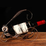Creative Wine Holder Stainless Steel Wine Rack Bottle Holder Novelty Gift for Kitchen Home Table Decor (Bronze - Flower)