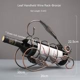 Creative Wine Holder Stainless Steel Wine Rack Bottle Holder Novelty Gift for Kitchen Home Table Decor (Bronze - Flower)