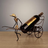 Rickshaw Wine Holder, Stainless Steel Freestanding Wine Rack Countertop Bottle Holder for Home Decoration (Bronze)