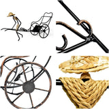 Rickshaw Wine Holder, Stainless Steel Freestanding Wine Rack Countertop Bottle Holder for Home Decoration (Bronze)