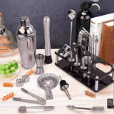 Cocktail Shaker Set, 23-Piece Boston Stainless Steel Bartender Kit with Acrylic Stand & Cocktail Recipes Booklet, Professional Bar