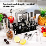 Cocktail Shaker Set, 23-Piece Boston Stainless Steel Bartender Kit with Acrylic Stand & Cocktail Recipes Booklet, Professional Bar