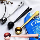 Set of 5 Coffee Scoop Clip,2-in-1 Stainless Steel Coffee Measuring Spoon with Sealing Clips, Long Handle Spoon Bag Clip for Coffee