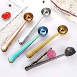Set of 5 Coffee Scoop Clip,2-in-1 Stainless Steel Coffee Measuring Spoon with Sealing Clips, Long Handle Spoon Bag Clip for Coffee