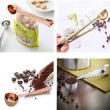 Set of 5 Coffee Scoop Clip,2-in-1 Stainless Steel Coffee Measuring Spoon with Sealing Clips, Long Handle Spoon Bag Clip for Coffee