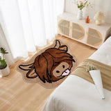 Highland Cow Bath Mat Cow Bathroom Rug Western Animal Shaped Rug Non Slip Floor Mat for Kitchen Bedroom Bathroom Decor 24"X24"