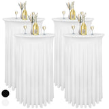 4 Pack 32x43 Inch Highboy Cocktail Table Cover White, Cocktail Table Covers with Wavy Drape High Top Table Cover for Round Tables