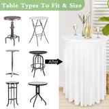 4 Pack 32x43 Inch Highboy Cocktail Table Cover White, Cocktail Table Covers with Wavy Drape High Top Table Cover for Round Tables