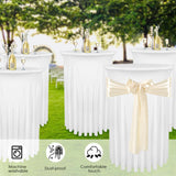 4 Pack 32x43 Inch Highboy Cocktail Table Cover White, Cocktail Table Covers with Wavy Drape High Top Table Cover for Round Tables