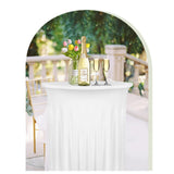 4 Pack 32x43 Inch Highboy Cocktail Table Cover White, Cocktail Table Covers with Wavy Drape High Top Table Cover for Round Tables