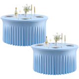 2 Pack Baby Blue Spandex Round Table Cloth for 72 in Tables, Stretchy Fitted 6FT Tablecloths for Wedding Party