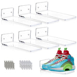 Floating Shoe Display Shelves for Wall Mount Set of 6 -Clear Acrylic Floating Shelves for Showcase Sneaker Collection or Shoes Box