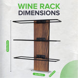 Wine Rack Wall Mounted | Solid Pine Wood & Metal Wall Wine Rack | Stylish 12 Bottle Wine Rack | Versatile Display