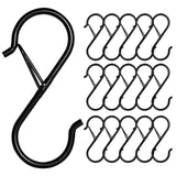 17 Pcs S Hooks for Hanging Safety Buckle, 3.5 Inch Stainless Steel S Shaped Locking Hooks for Colleague Dorm, Towels Bags, Black
