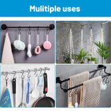17 Pcs S Hooks for Hanging Safety Buckle, 3.5 Inch Stainless Steel S Shaped Locking Hooks for Colleague Dorm, Towels Bags, Black