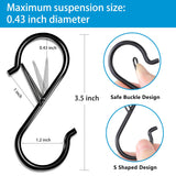 17 Pcs S Hooks for Hanging Safety Buckle, 3.5 Inch Stainless Steel S Shaped Locking Hooks for Colleague Dorm, Towels Bags, Black