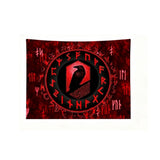 Psychedelic Norse Viking Tapestry Red Wall Hanging Raven Meditation Runes Wall Ancient Art for Bedroom Aesthetic Gothic
