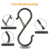 6 Pack S Hooks for Hanging, 3.7 inch Heavy Duty Metal S Hooks with Safety Buckle S Shaped Hooks Pot Rack Closet Hooks