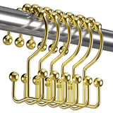 12PCS Gold Shower Curtain Hooks Rings, Rust-Resistant Metal Double Glide Shower Hooks Rings for Bathroom Shower Curtains Rods