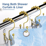 12PCS Gold Shower Curtain Hooks Rings, Rust-Resistant Metal Double Glide Shower Hooks Rings for Bathroom Shower Curtains Rods