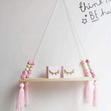 Wooden Bead Shelf Shelves for Bedroom Wall Decor Decorative Pot Holder Entryway Floating Corner Book Shelves