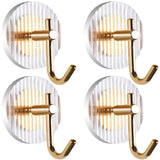 Acrylic Gold Wall Hooks,Acrylic Wall Mounted Hooks,Gold Acrylic Towel Robe Hook 4 Pack,Wall Hooks for Coats