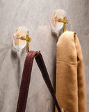 Acrylic Gold Wall Hooks,Acrylic Wall Mounted Hooks,Gold Acrylic Towel Robe Hook 4 Pack,Wall Hooks for Coats
