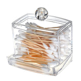 Holder Dispenser for Bathroom,Small Acrylic Clear Cotton Swab Ball Toothpick Dustproof Organizer with Lid